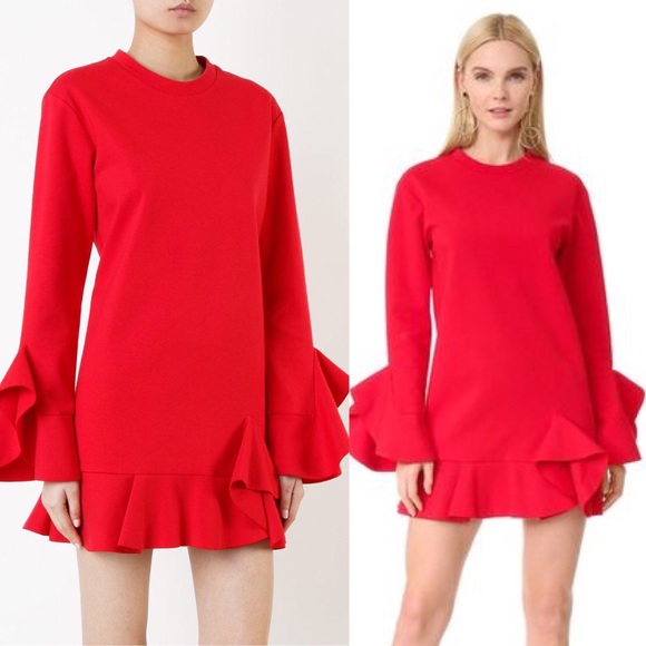 Goen.J Red Ruffle Trim Tunic - Picture 3 of 8